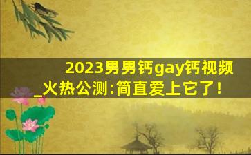 2023男男钙gay钙视频_火热公测:简直爱上它了！