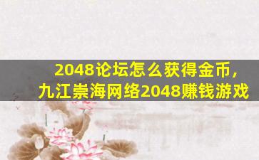 2048论坛怎么获得金币,九江崇海网络2048赚钱游戏