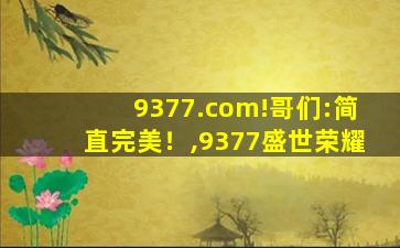 9377.com!哥们:简直完美！,9377盛世荣耀