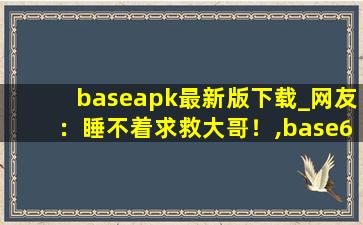 baseapk最新版下载_网友：睡不着求救大哥！,base62在线解密