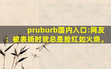 pruburb国内入口:网友：被表扬时我总是脸红如火烧。