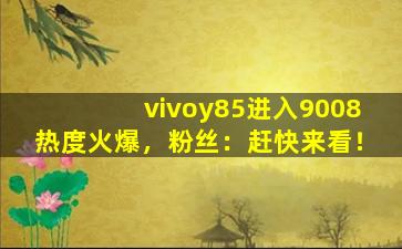 vivoy85进入9008热度火爆，粉丝：赶快来看！