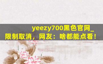 yeezy700黑色官网_限制取消，网友：啥都能点看！