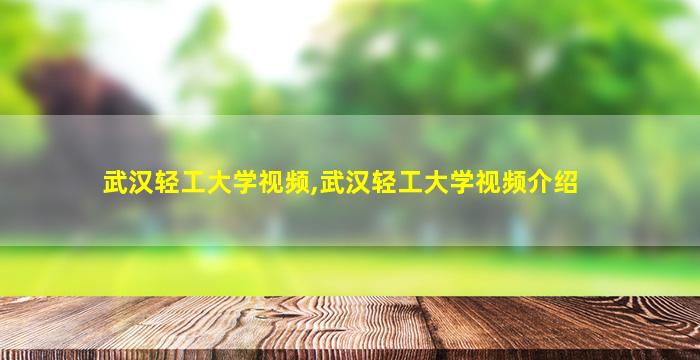 武汉轻工大学视频,武汉轻工大学视频介绍